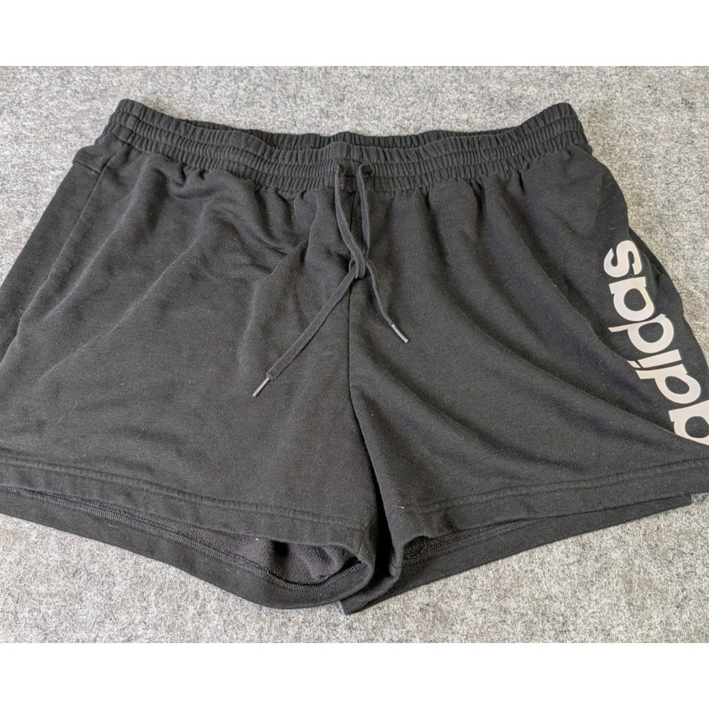 Adidas Shorts Mens 3XL Black Athletic Gym Workout Drawstring Pull On‎